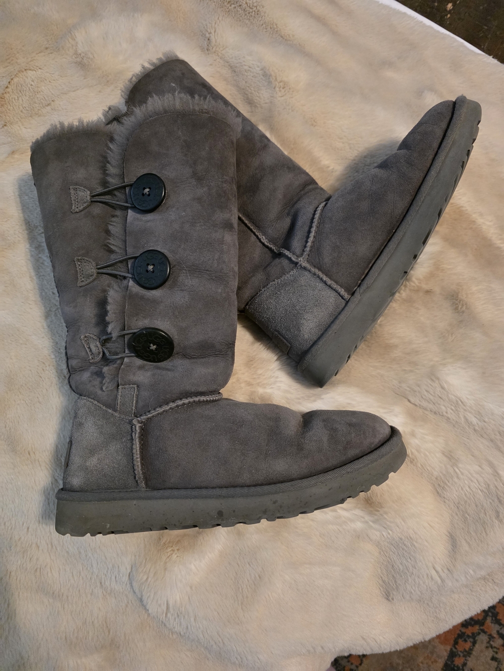 Ugg Women's Gray Button Suede Winter Boots